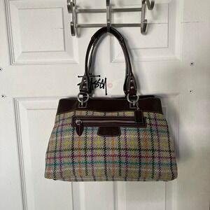 y2k 2000s Coach Penelope Tattersall Plaid Wool shoulder bag / handbag